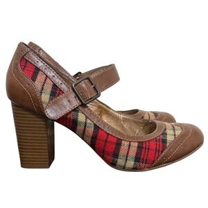 Vintage Mudd Red and Brown Mary Jane Heels Size 9 1/2